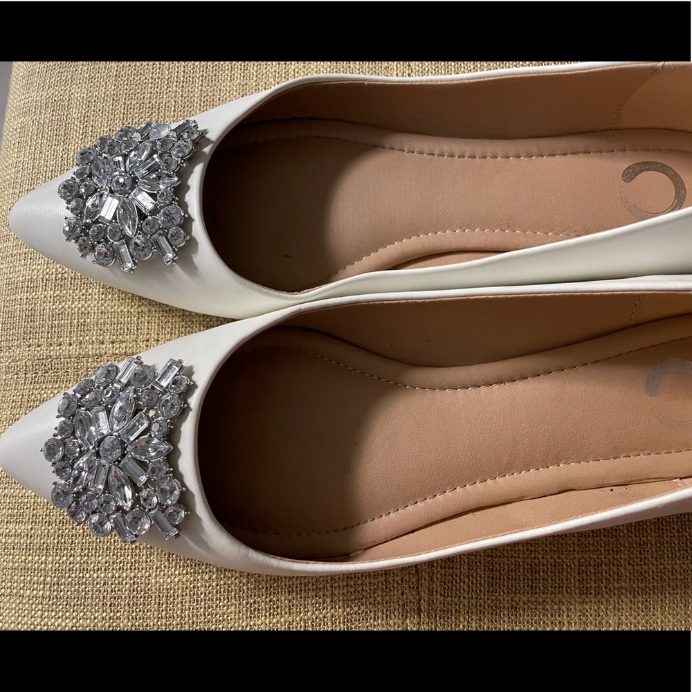 White wedding or just going out shoes . Almost brand new. Worn once.